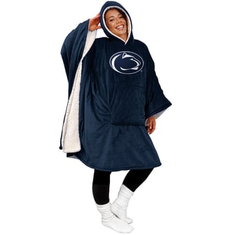 "Penn State Nittany Lions 60"" x 80"" Logo Patch Team Color Bloncho with Sherpa"