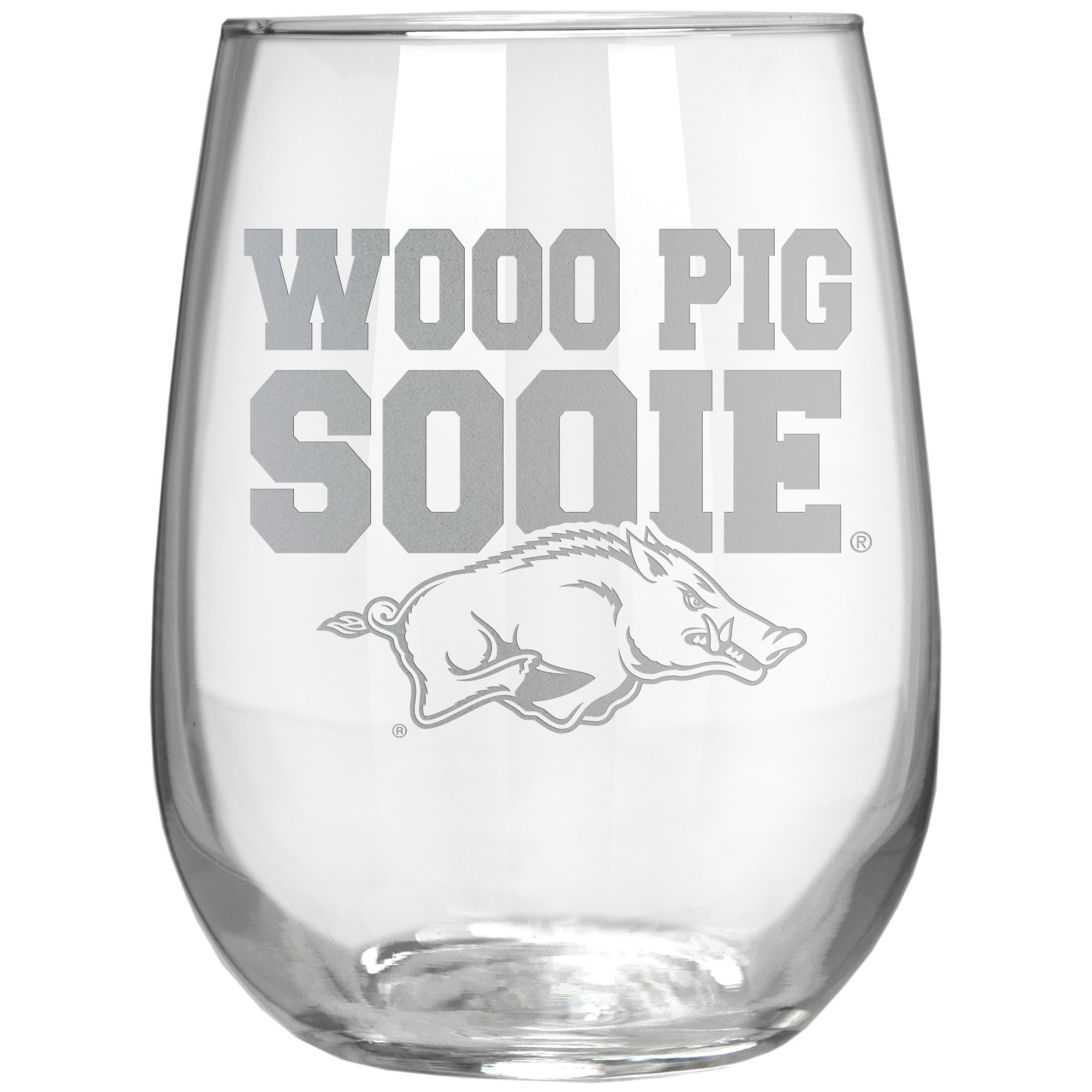 Arkansas Razorbacks Etched 17oz. Rally Cry Stemless Wine Glass