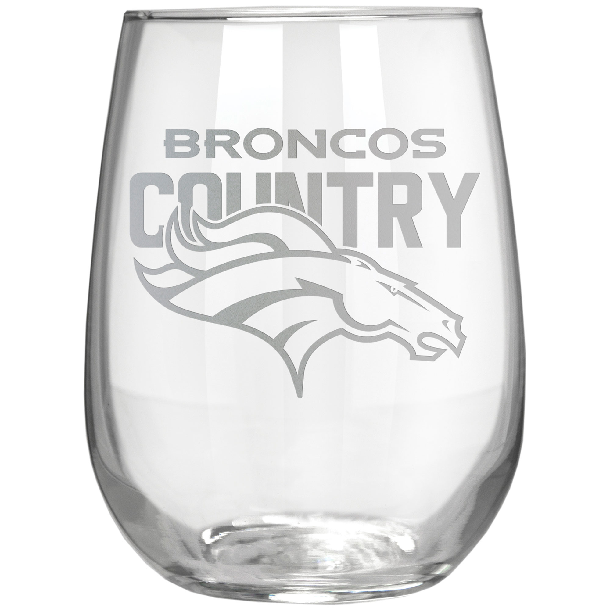 Denver Broncos Etched 17oz. Rally Cry Stemless Wine Glass