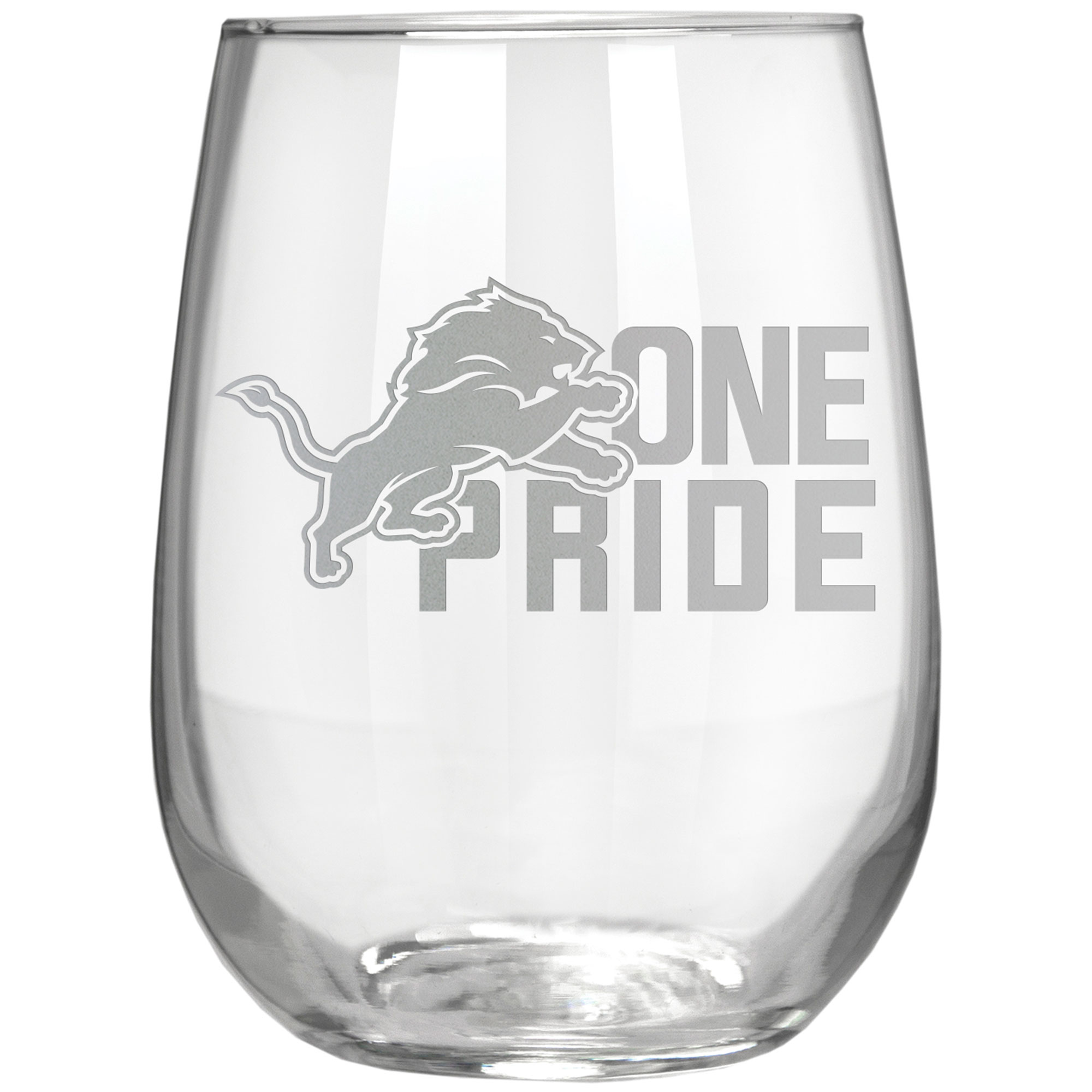 Detroit Lions Etched 17oz. Rally Cry Stemless Wine Glass