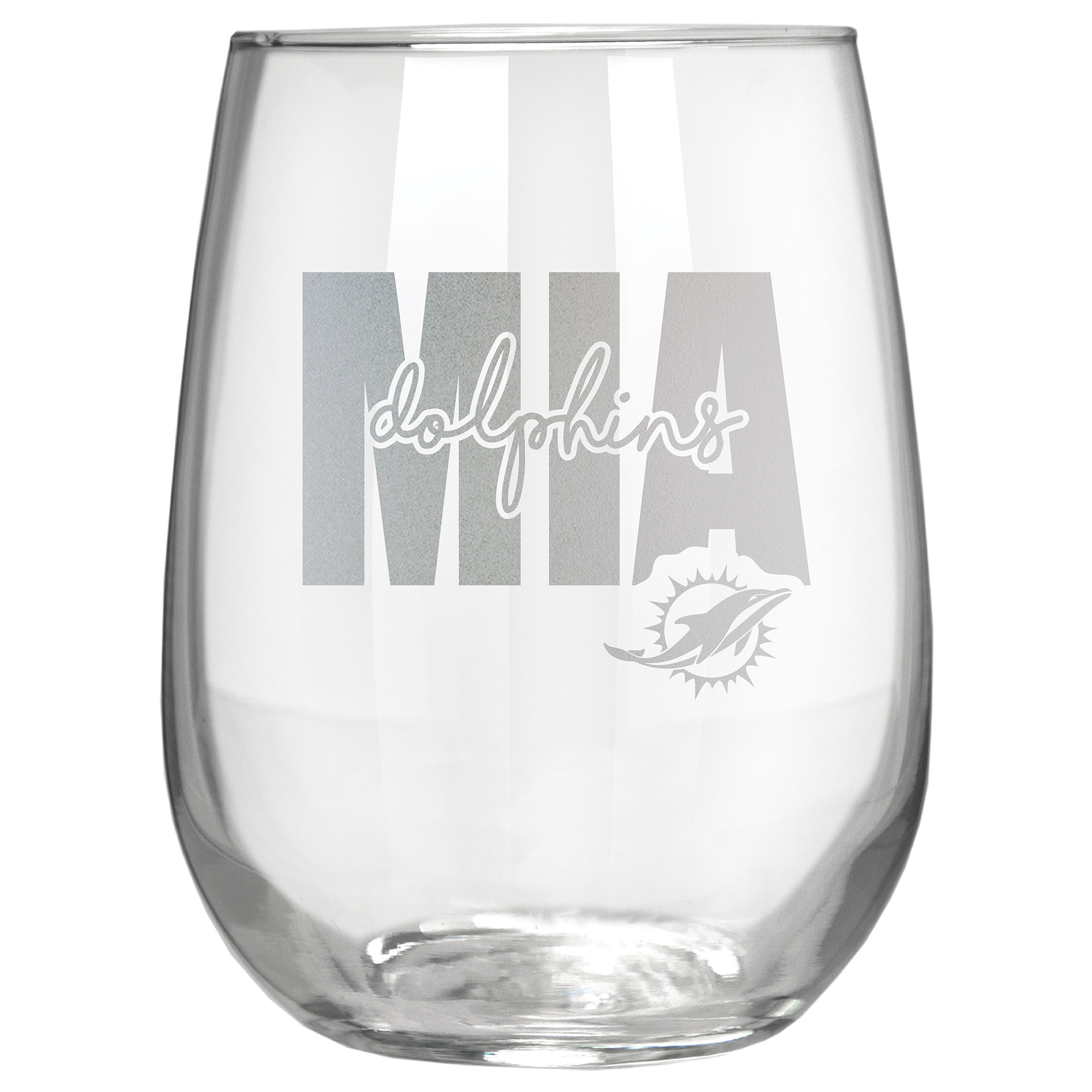 Miami Dolphins Etched 17oz. City Stemless Wine Glass