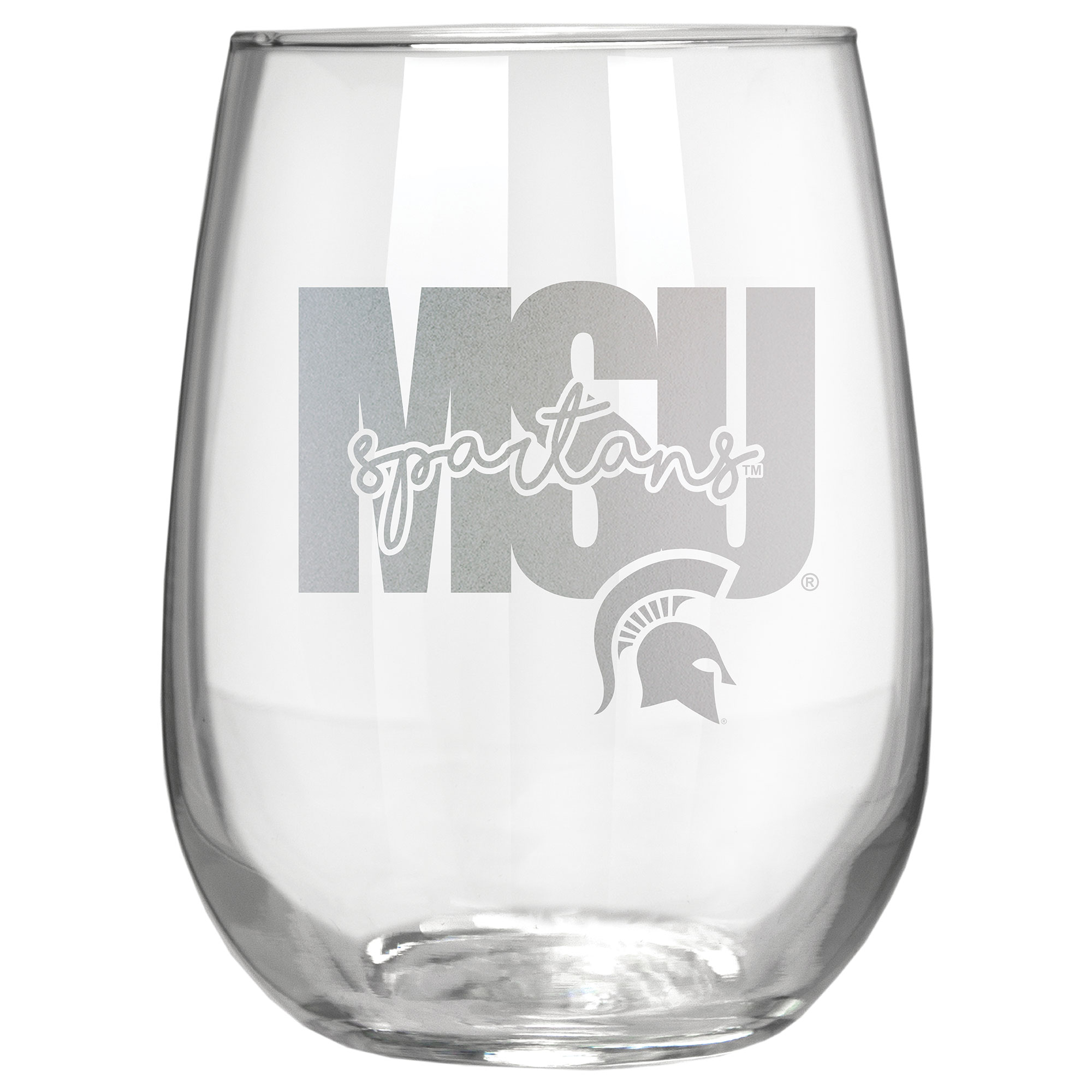 Michigan State Spartans Etched 17oz. City Stemless Wine Glass