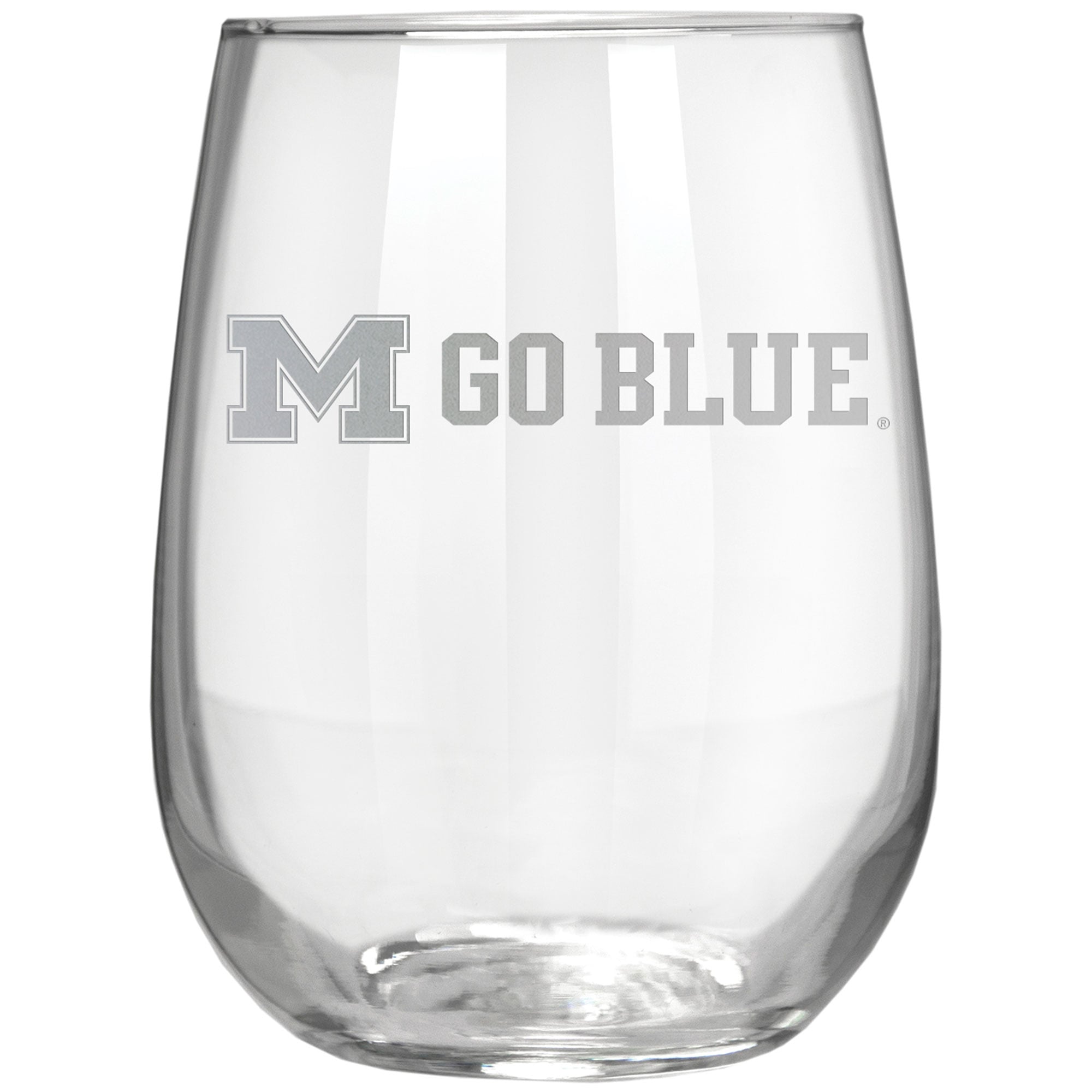 Michigan Wolverines Etched 17oz. Rally Cry Stemless Wine Glass