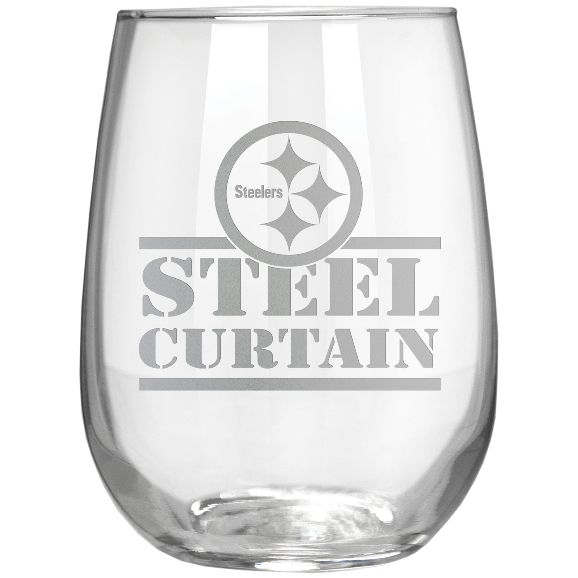 Pittsburgh Steelers Etched 17oz. Rally Cry Stemless Wine Glass