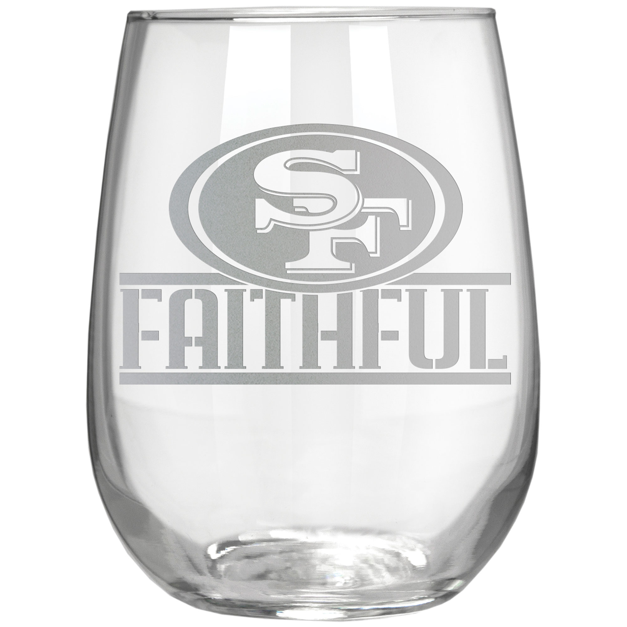 San Francisco 49ers Etched 17oz. Rally Cry Stemless Wine Glass