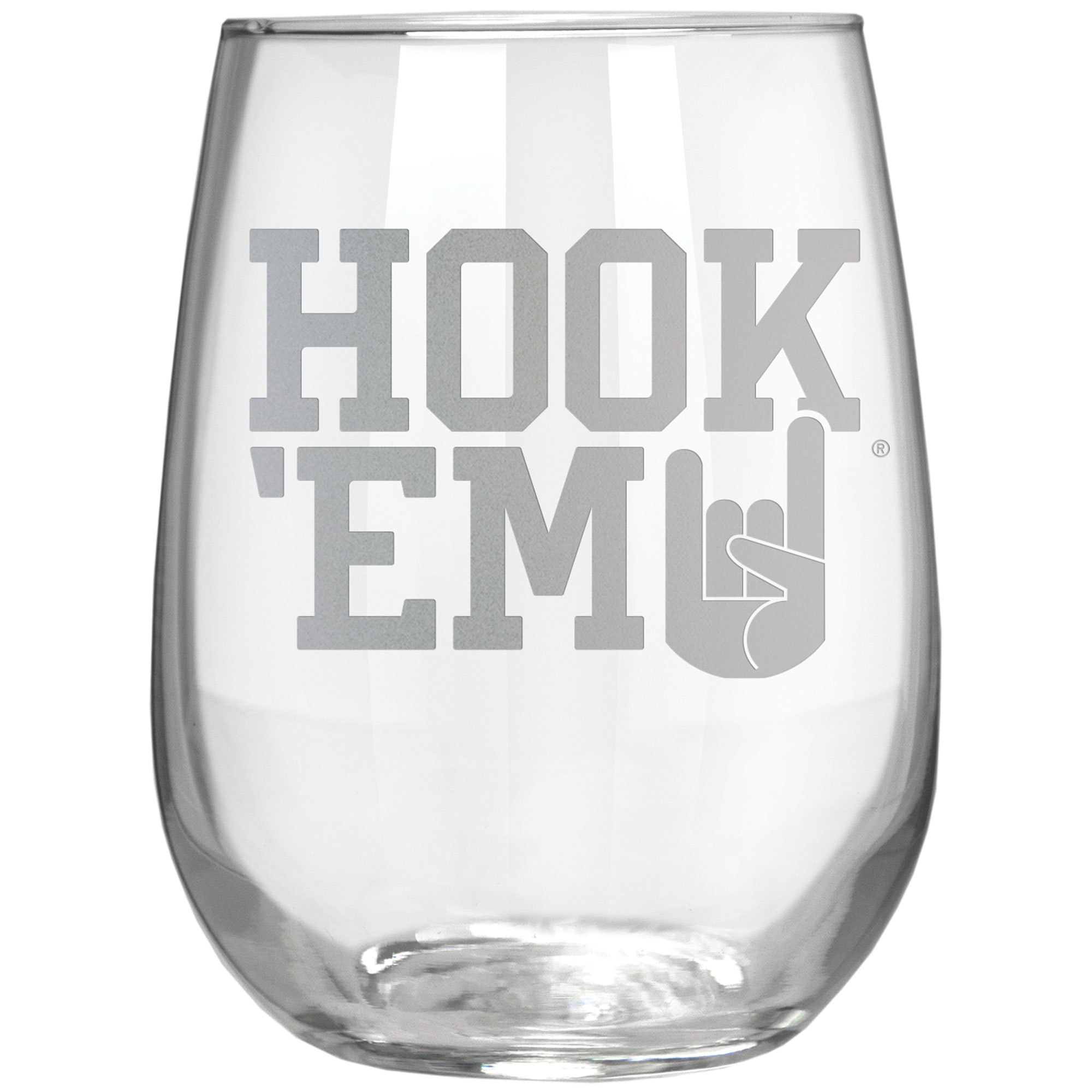 Texas Longhorns Etched 17oz. Rally Cry Stemless Wine Glass