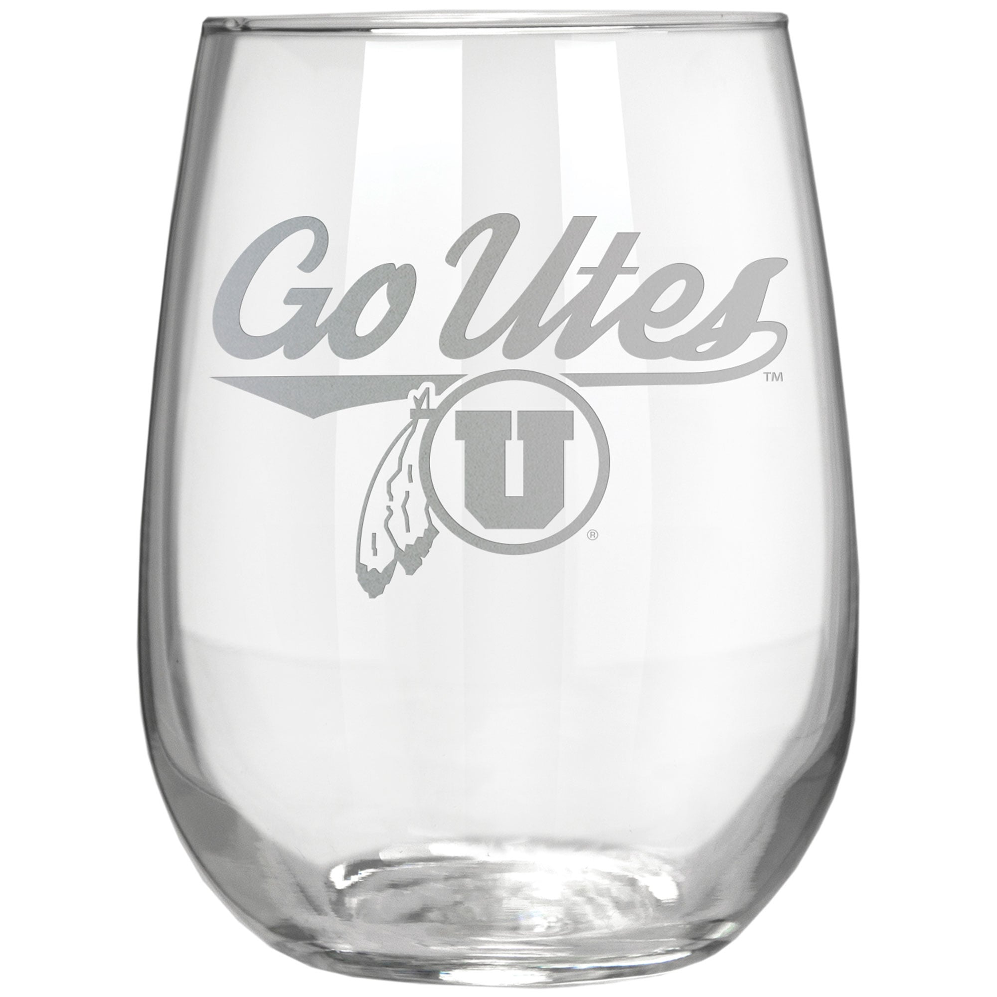 Utah Utes Etched 17oz. Rally Cry Stemless Wine Glass