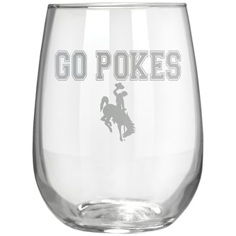 Wyoming Cowboys Etched 17oz. Rally Cry Stemless Wine Glass