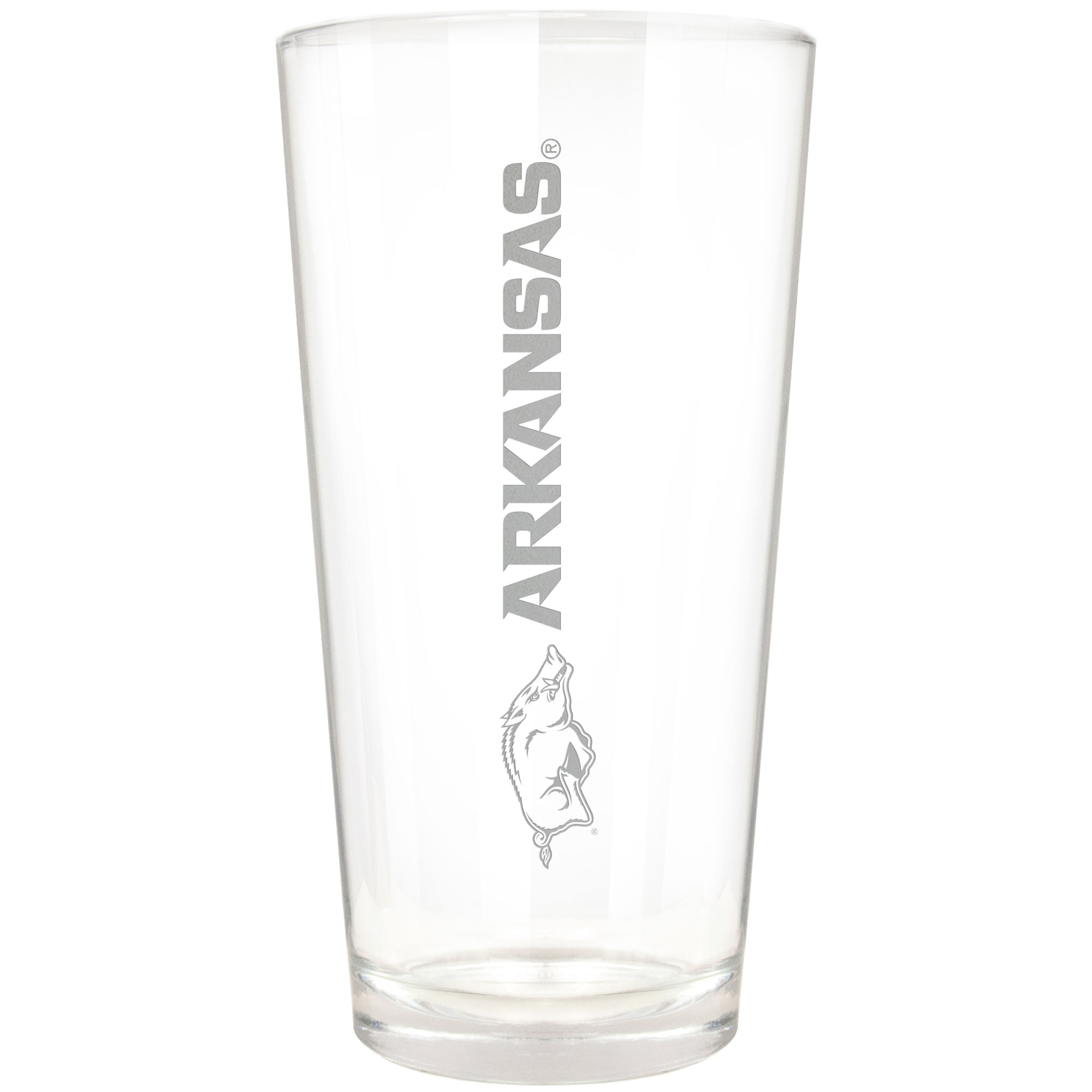 Arkansas Razorbacks Etched 16oz. Vertical Rally Cry Pint Glass