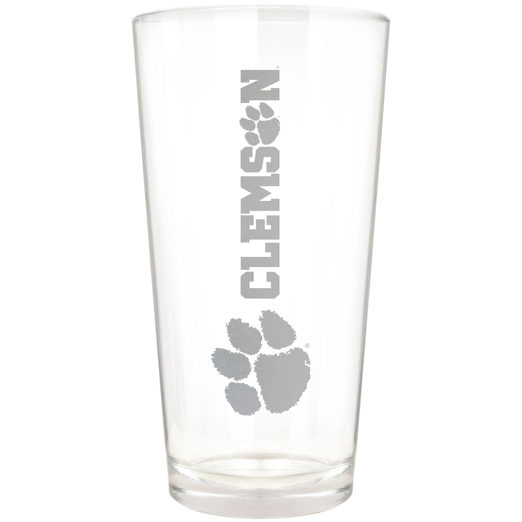 Clemson Tigers Etched 16oz. Vertical Rally Cry Pint Glass