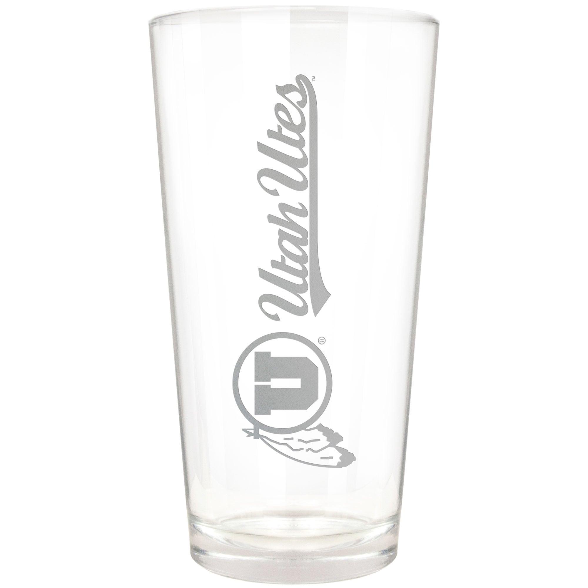 Utah Utes Etched 16oz. Vertical Rally Cry Pint Glass