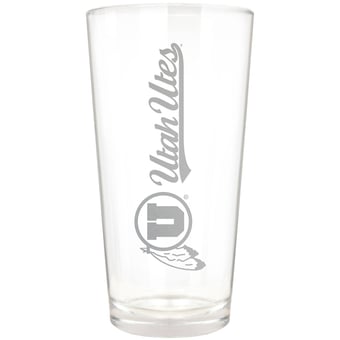 Utah Utes Etched 16oz. Vertical Rally Cry Pint Glass