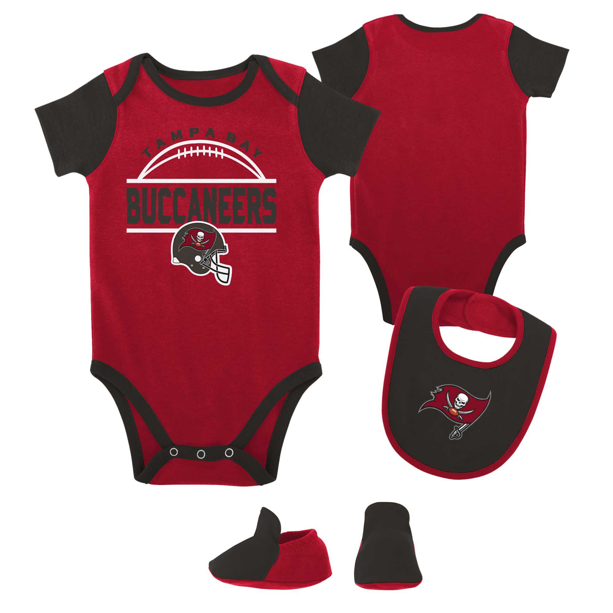 Newborn & Infant Red Tampa Bay Buccaneers Home Field Advantage Three-Piece Bodysuit, Bib & Booties Set