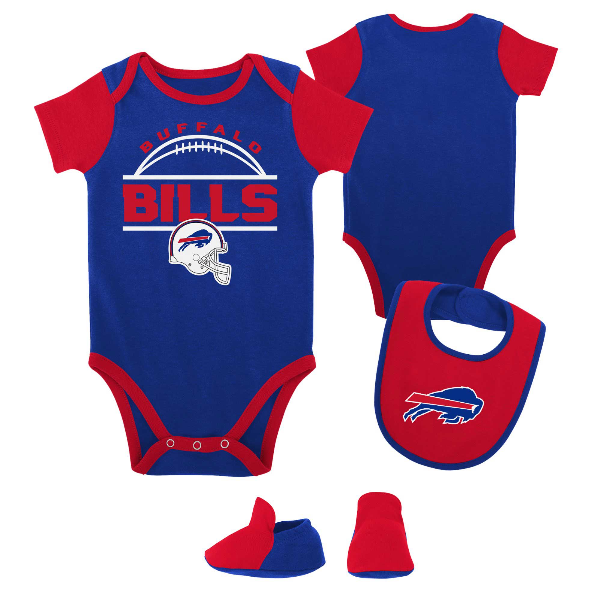 Newborn & Infant Royal Buffalo Bills Home Field Advantage Three-Piece Bodysuit, Bib & Booties Set