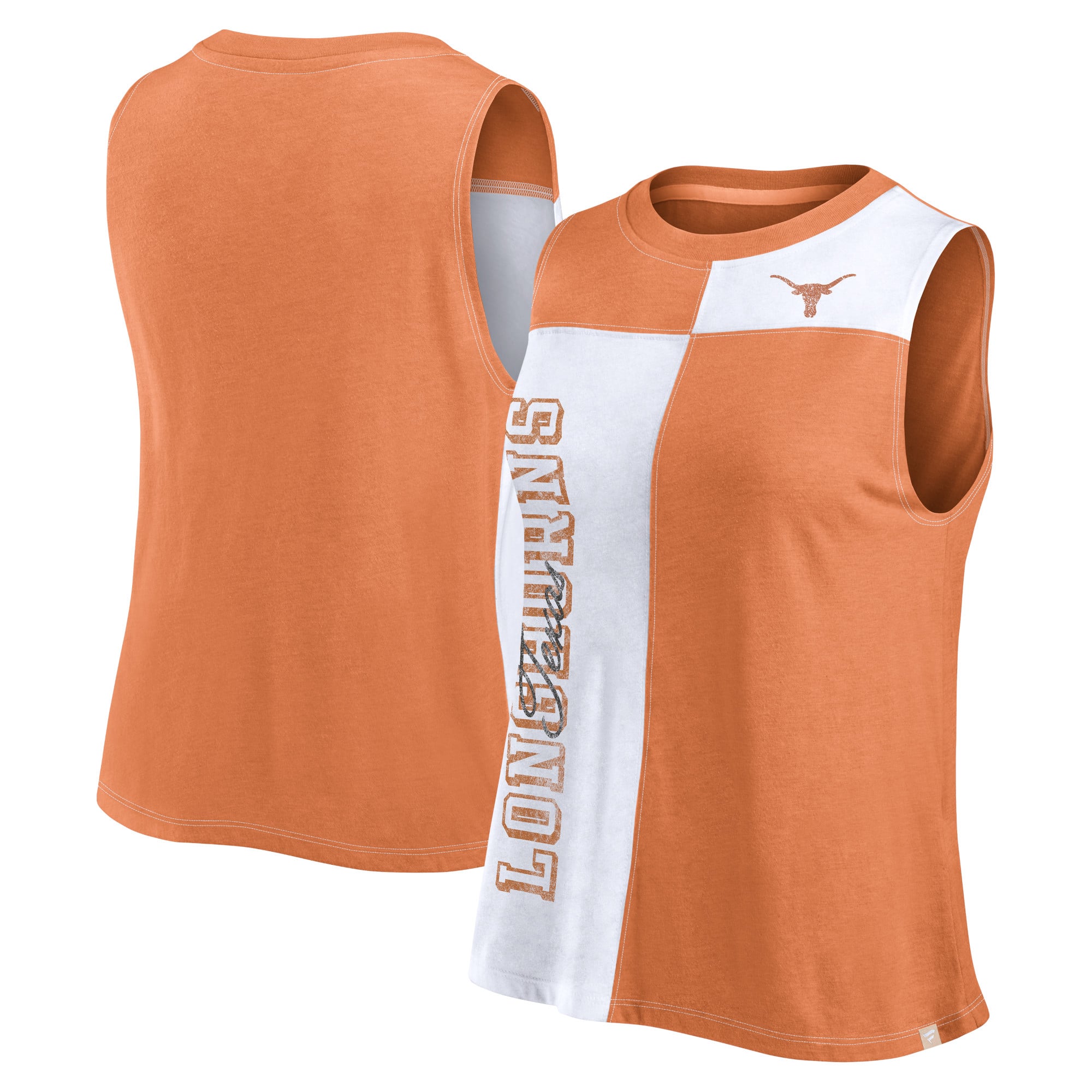 Women's Fanatics Texas Orange/White Texas Longhorns Colorblock High Neck Tank Top