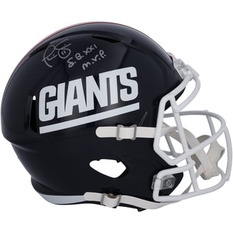 "Phil Simms New York Giants Autographed Riddell 1980-99 Throwback Speed Replica Helmet with ""S.B. XXI M.V.P."" Inscription"