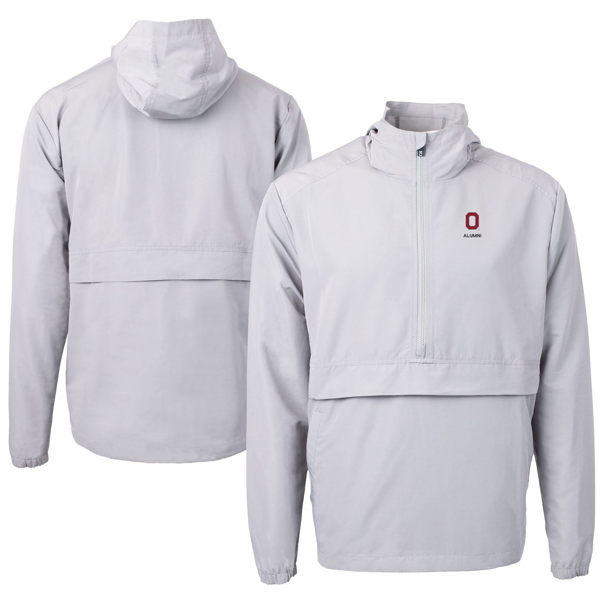 Men's Cutter & Buck Gray Ohio State Buckeyes Alumni Logo Charter Eco Knit Recycled Anorak Half-Zip Jacket