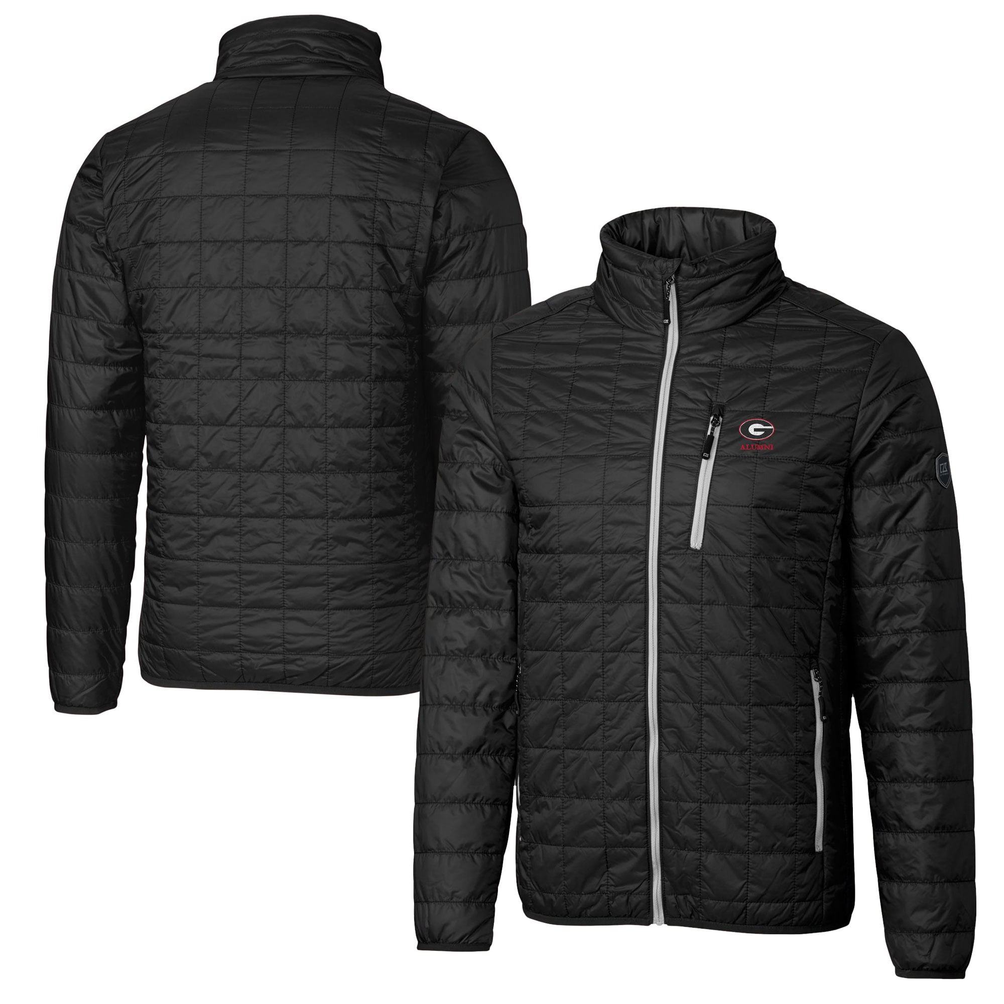 Men's Cutter & Buck  Black Georgia Bulldogs Alumni Logo Rainier PrimaLoft Eco Insulated Full-Zip Puffer Vest