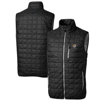 Men's Cutter & Buck  Black Missouri Tigers  Rainier PrimaLoft Eco Insulated Full-Zip Puffer Vest