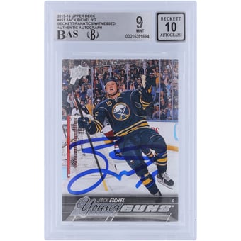 Jack Eichel Buffalo Sabres Autographed 2015-16 Upper Deck Series 2 Young Guns #451 Beckett Fanatics Witnessed Authenticated 9/10 Rookie Card