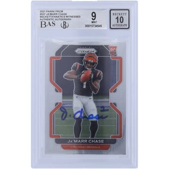 Ja'Marr Chase Cincinnati Bengals Autographed 2021 Panini Prizm #337 Beckett Fanatics Witnessed Authenticated 9/10 Rookie Card