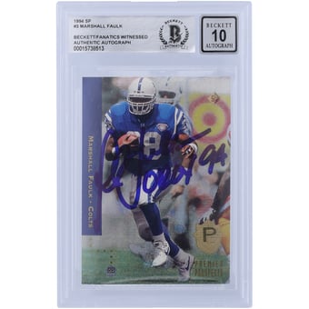 Marshall Faulk Indianapolis Colts Autographed 1994 Upper Deck SP #3 Beckett Fanatics Witnessed Authenticated 10 Rookie Card with "OROY 94" Inscription