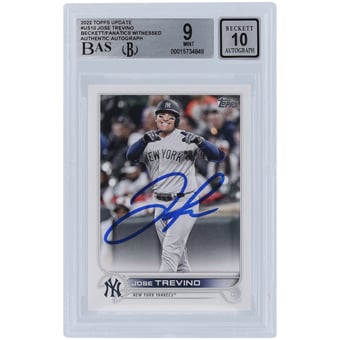 Jose Trevino New York Yankees Autographed 2022 Topps Update #US10 Beckett Fanatics Witnessed Authenticated 9/10 Card