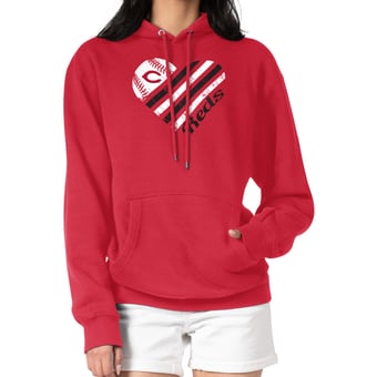 Women's G-III 4Her by Carl Banks  Red Cincinnati Reds Heart Fleece Pullover Hoodie