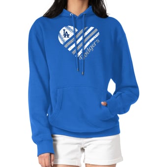 Women's G-III 4Her by Carl Banks  Royal Los Angeles Dodgers Heart Fleece Pullover Hoodie