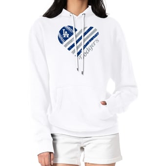 Women's G-III 4Her by Carl Banks  White Los Angeles Dodgers Heart Fleece Pullover Hoodie