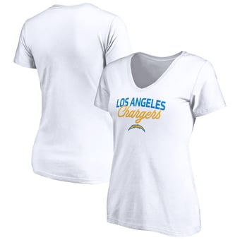 Women's White Los Angeles Chargers Depth Chart V-Neck T-Shirt
