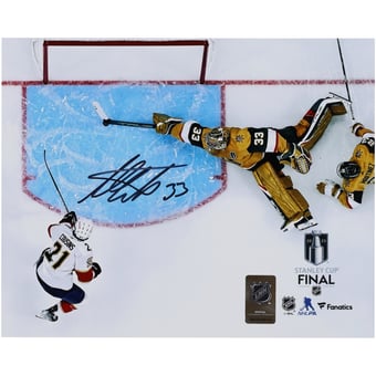 Adin Hill Vegas Golden Knights Autographed 8" x 10" 2023 Stanley Cup Final Game One Save Photograph