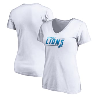 Women's White Detroit Lions Mascot In Bounds V-Neck T-Shirt