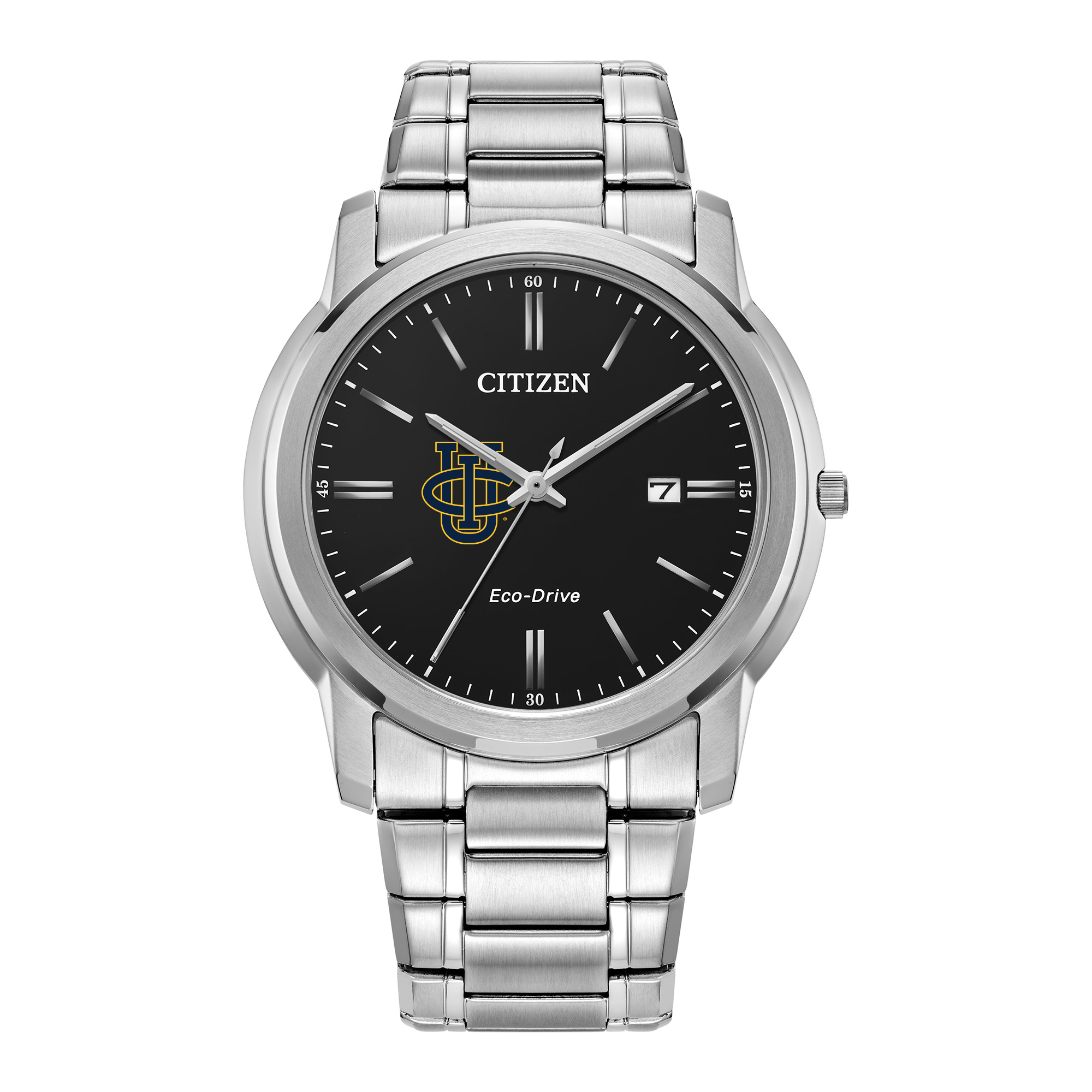 Men's Citizen Watch Silver UC Irvine Anteaters Eco-Drive Black Dial Stainless Steel Watch