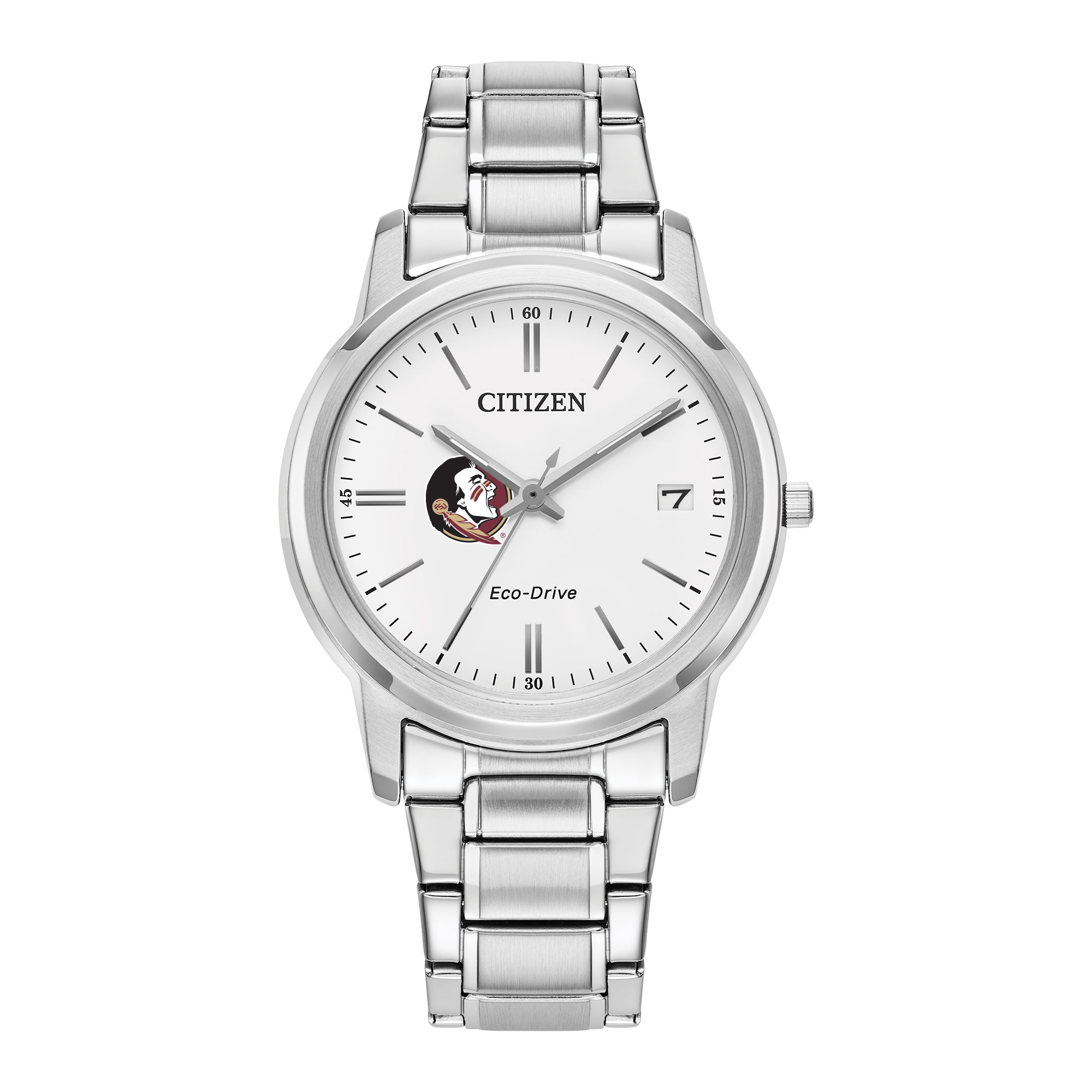 Women's Citizen Watch Silver Florida State Seminoles Eco-Drive White Dial Stainless Steel Watch