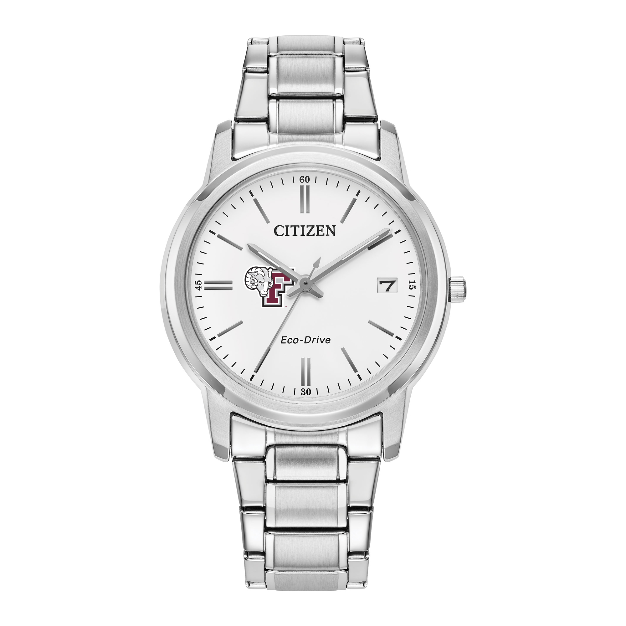 Women's Citizen Watch Silver Fordham Rams Eco-Drive White Dial Stainless Steel Watch
