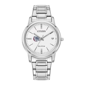 Women's Citizen Watch Silver Gonzaga Bulldogs Eco-Drive White Dial Stainless Steel Watch