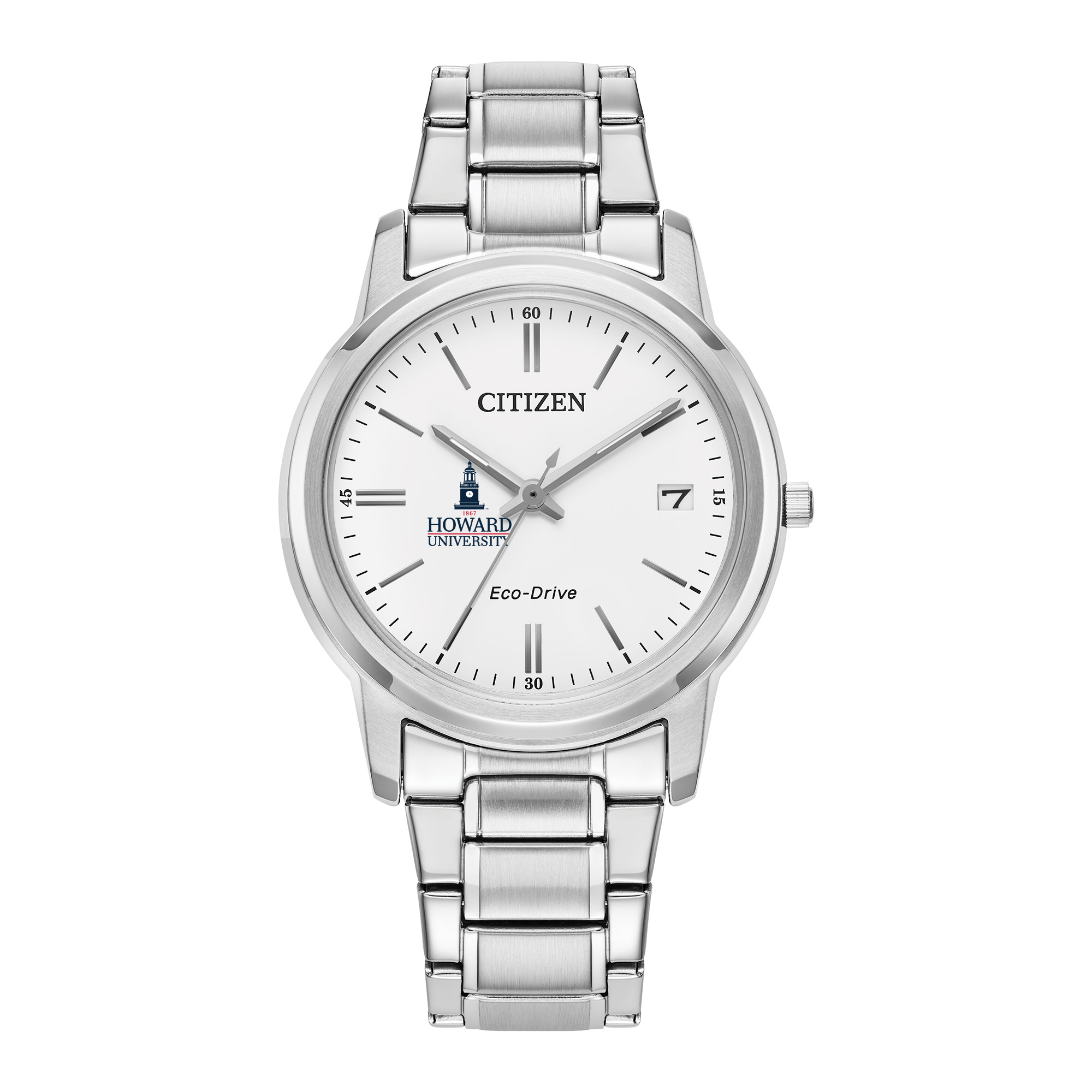 Women's Citizen Watch Silver Howard Bison Eco-Drive White Dial Stainless Steel Watch