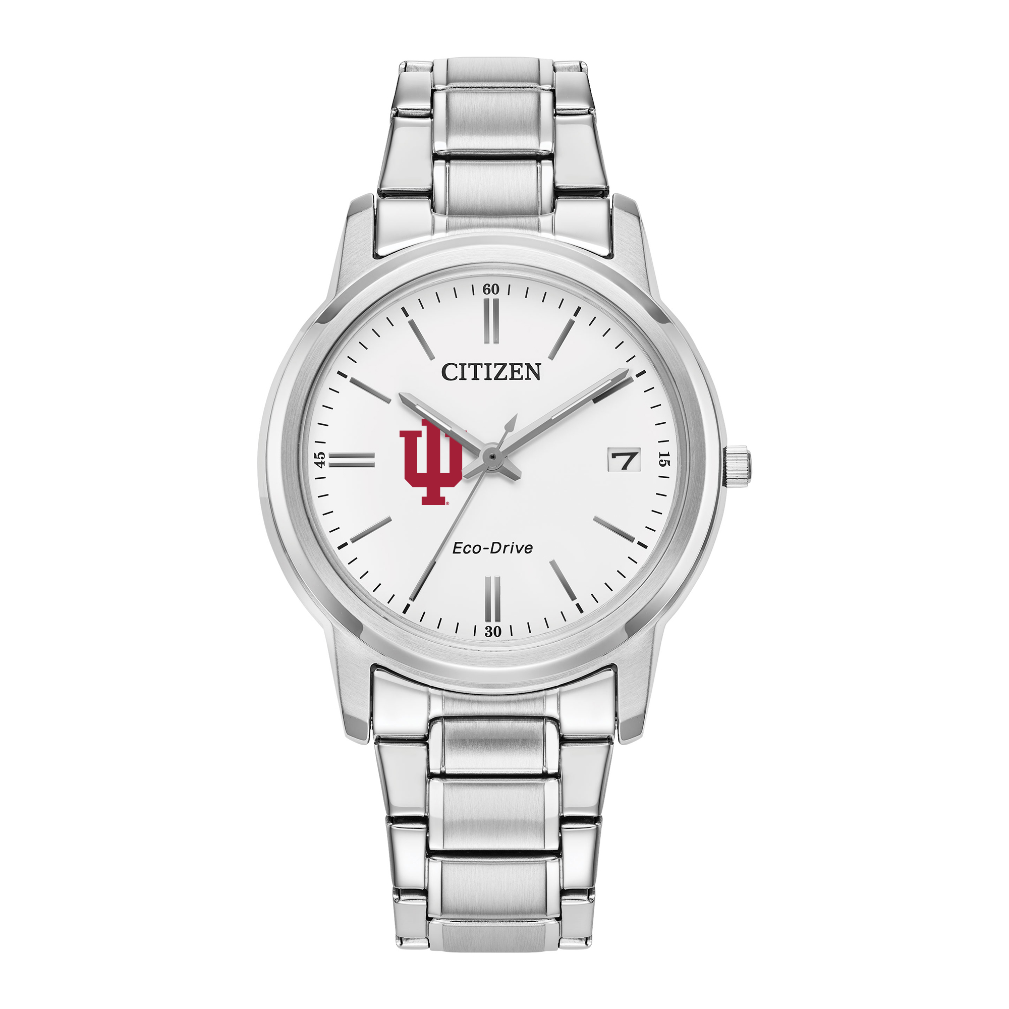 Women's Citizen Watch Silver Indiana Hoosiers Eco-Drive White Dial Stainless Steel Watch