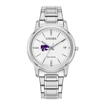 Women's Citizen Watch Silver Kansas State Wildcats Eco-Drive White Dial Stainless Steel Watch