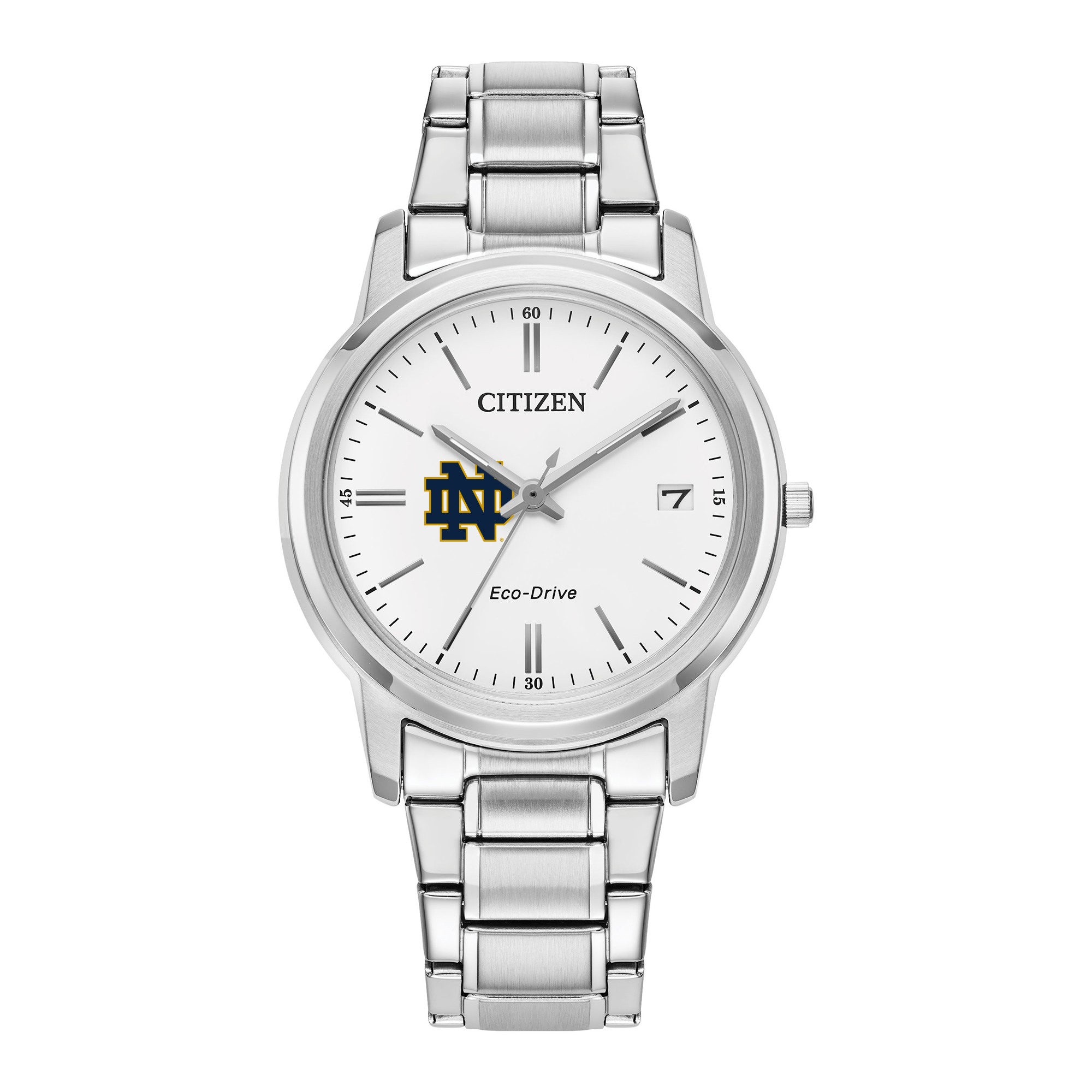 Women's Citizen Watch Silver Notre Dame Fighting Irish Eco-Drive White Dial Stainless Steel Watch