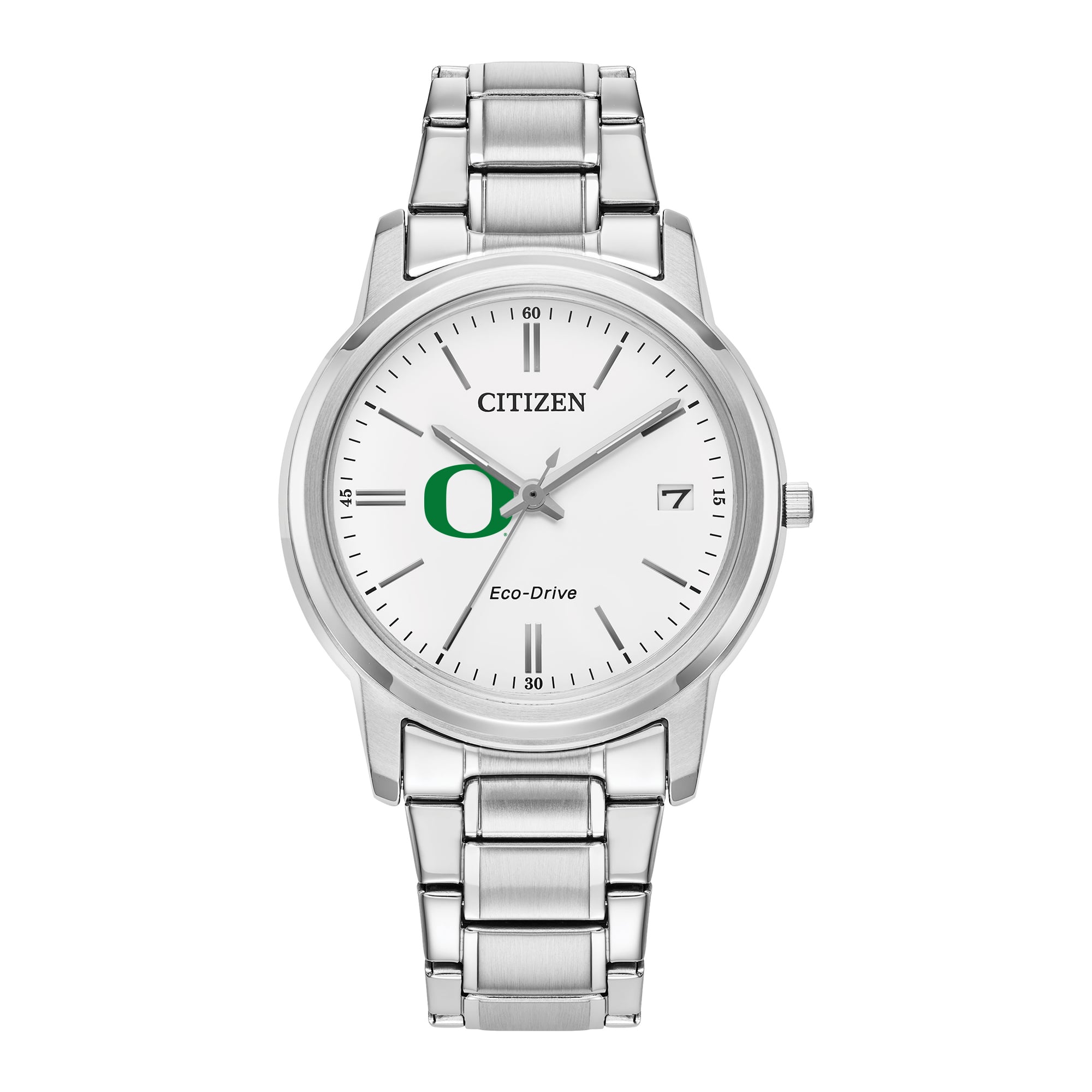 Women's Citizen Watch Silver Oregon Ducks Eco-Drive White Dial Stainless Steel Watch