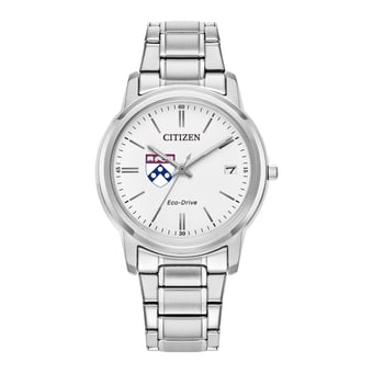 Women's Citizen Watch Silver Pennsylvania Quakers Eco-Drive White Dial Stainless Steel Watch