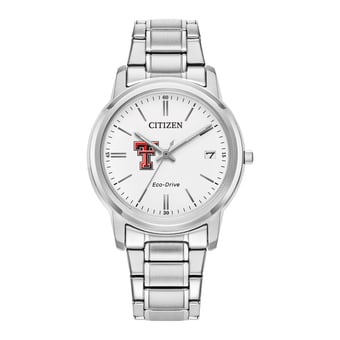 Women's Citizen Watch Silver Texas Tech Red Raiders Eco-Drive White Dial Stainless Steel Watch