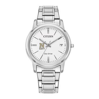 Women's Citizen Watch Silver Navy Midshipmen Eco-Drive White Dial Stainless Steel Watch