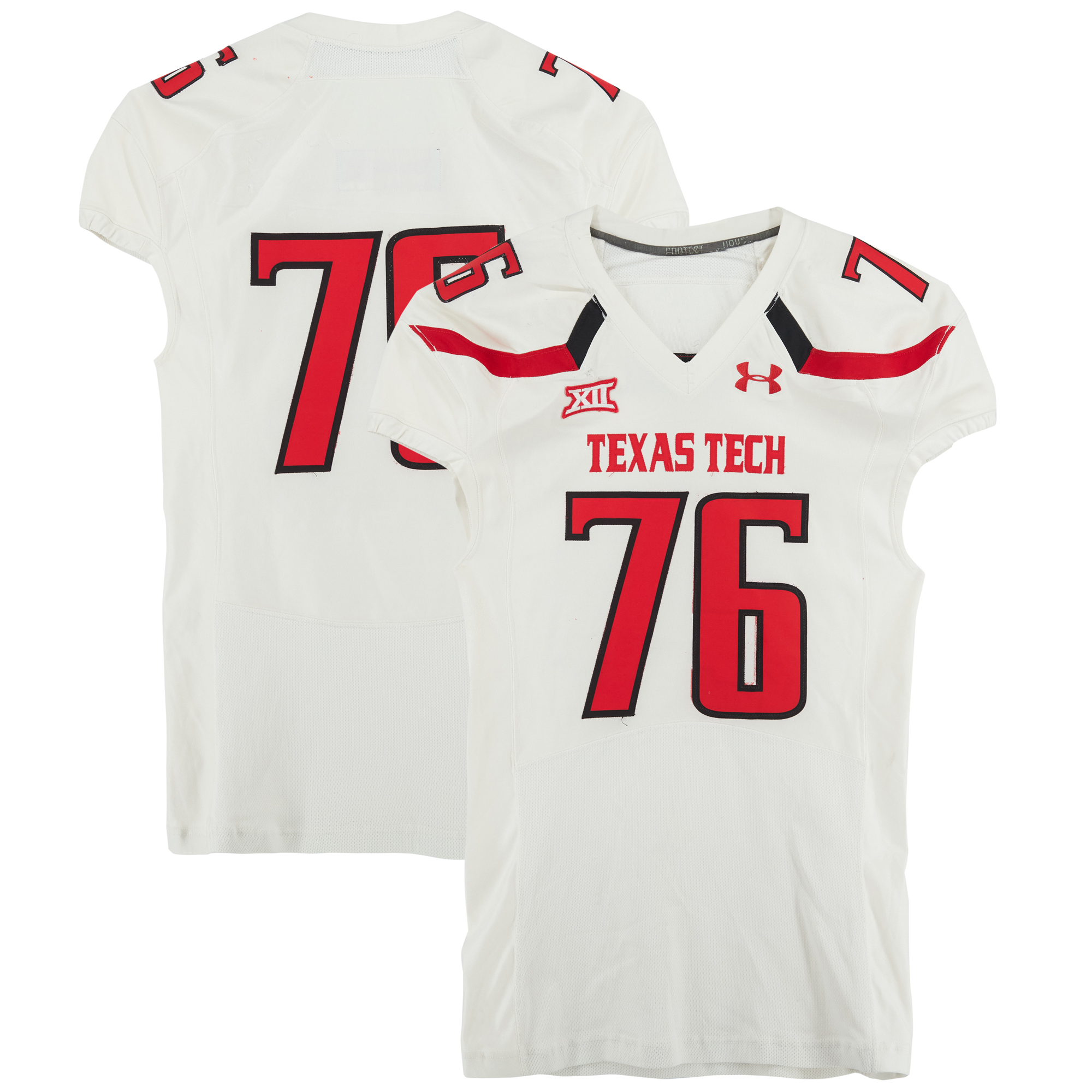 Texas Tech Red Raiders Team-Issued #76 White Jersey from the 2014 NCAA Football Season