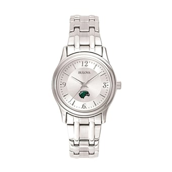 Women's Bulova  Silver Northeastern State Riverhawks Silver-Tone Dial Stainless Steel Quartz Watch