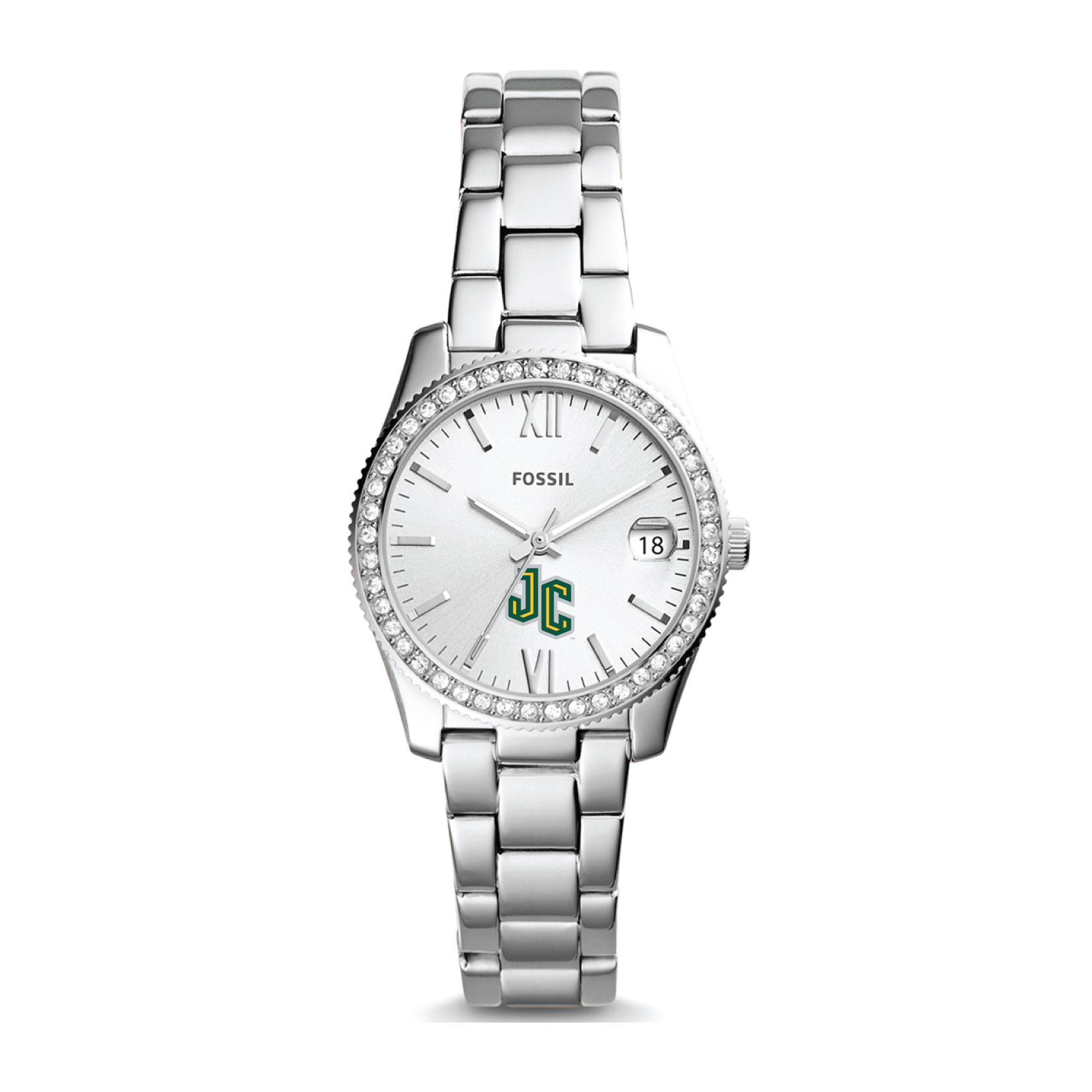 Women's Fossil  Silver New Jersey City Gothic Knights Scarlette Mini Three-Hand Date Watch