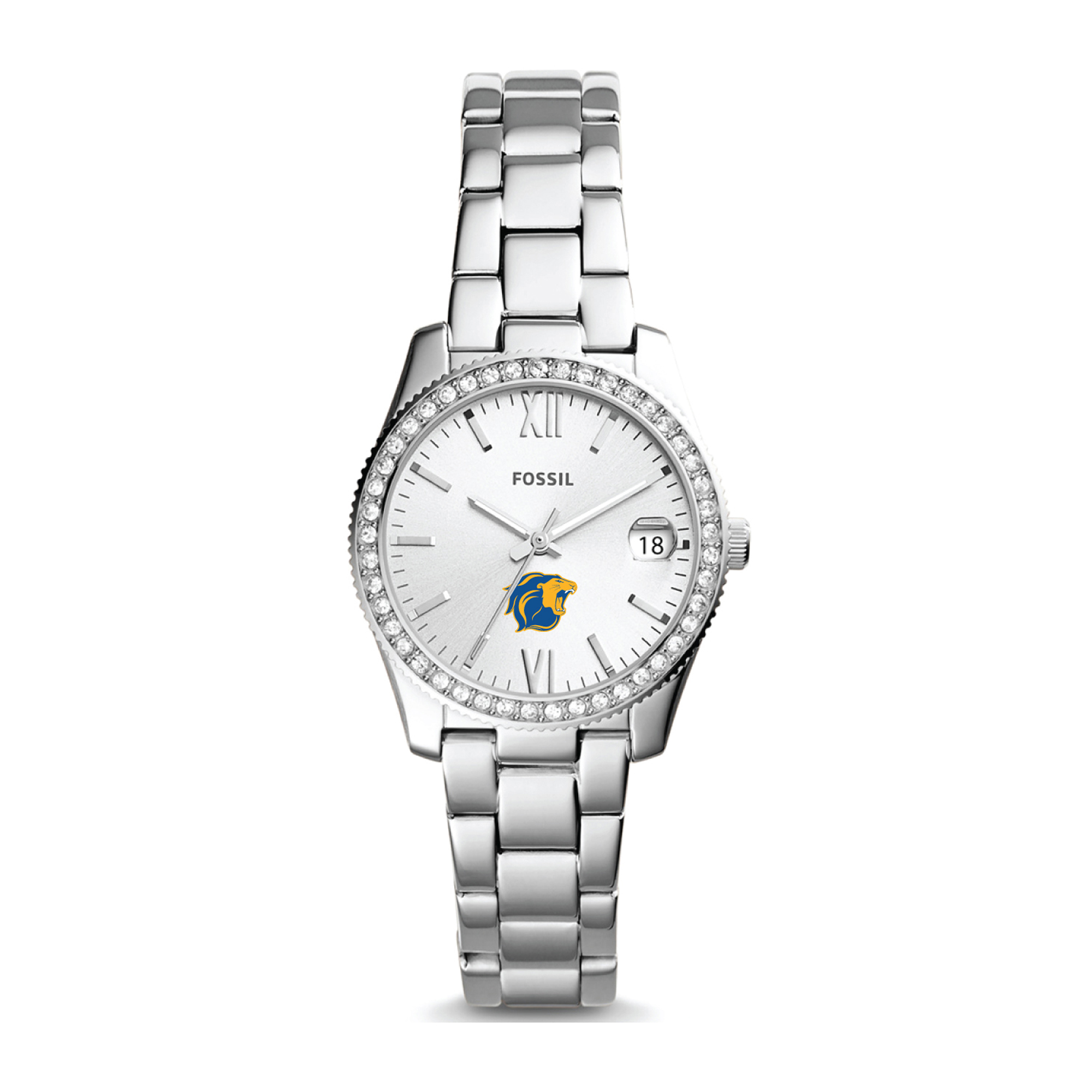 Women's Fossil  Silver College of New Jersey Lions Scarlette Mini Three-Hand Date Watch