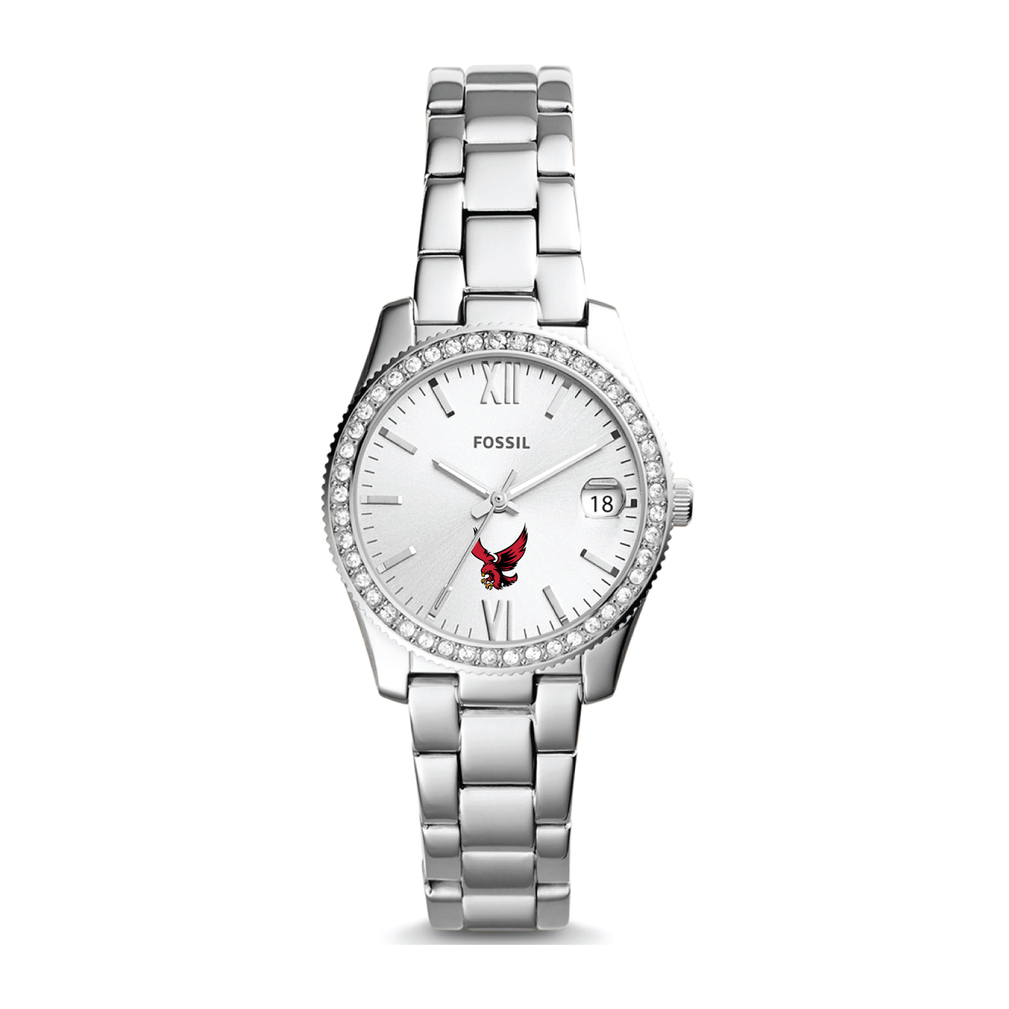 Women's Fossil  Silver Roberts Wesleyan Redhawks Scarlette Mini Three-Hand Date Watch